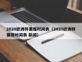 2020欧洲杯赛程时间表（2020欧洲杯赛程时间表 新闻）